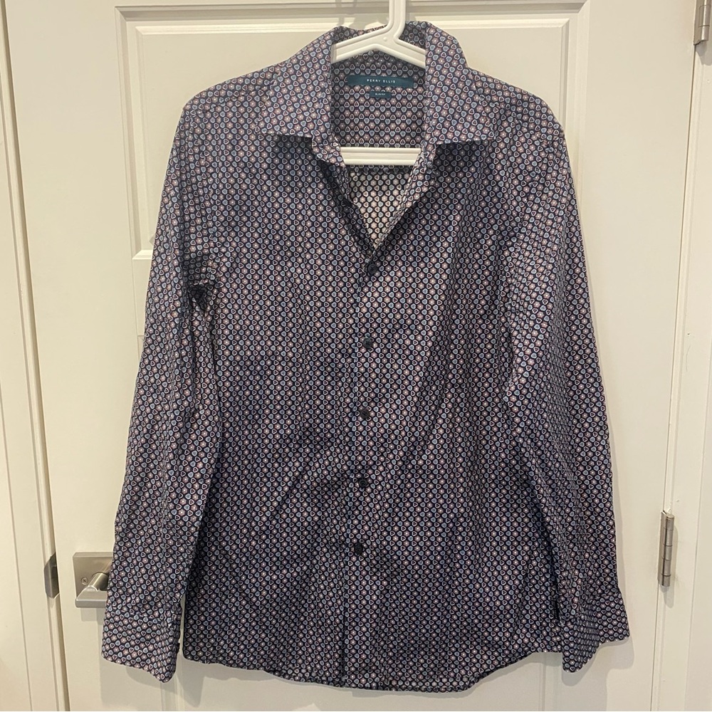 Perry Ellis Men's Geometric Button Down Slim Fit Shirt